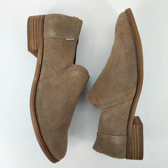 Toms Women's Beige Suede Slip On Booties Size 8.5 - Picture 5 of 9